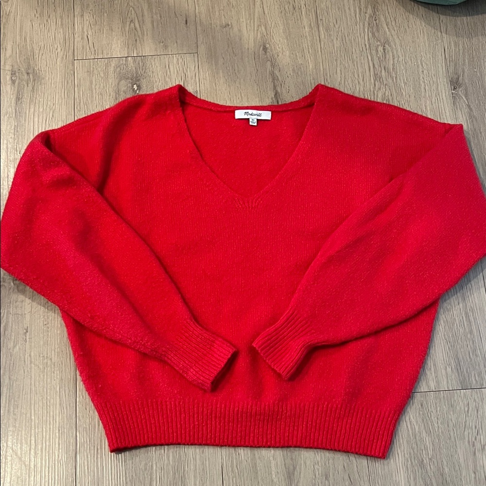 Madewell Red V-Neck Sweater